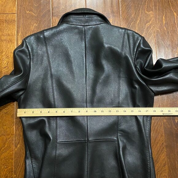 Cole Haan Black Lambskin Soft Leather Jacket Single Button Women's Size Medium - Picture 9 of 11
